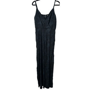 Khush Women’s Sz Large L Safari Boa Print Black Jumpsuit Adjustable Straps A35